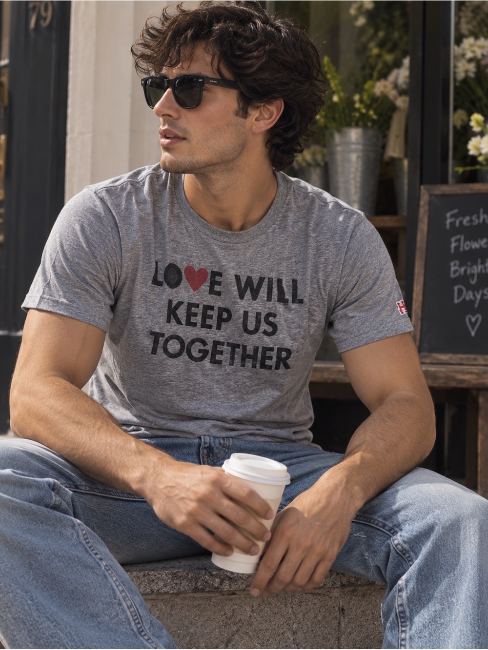 Homage Love Will Keep Us Together Heart Tee Grey Size M
